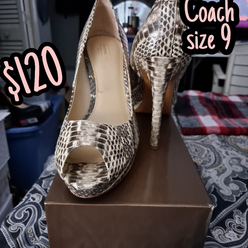 Snake Print Coach heels